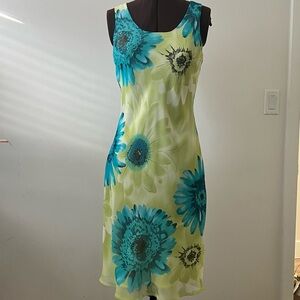2 for $40 Jessica Tank Top Dress in green with blue bold floral pattern,​